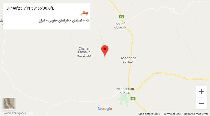 روستای چنار بر روی نقشه