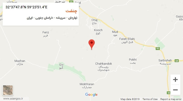 روستای چنشت بر روی نقشه
