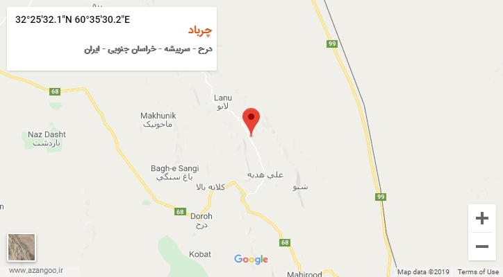 روستای چرباد بر روی نقشه