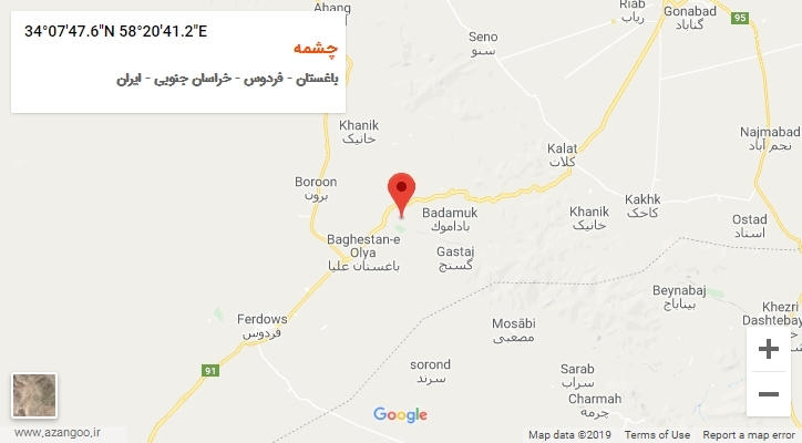 روستای چشمه بر روی نقشه