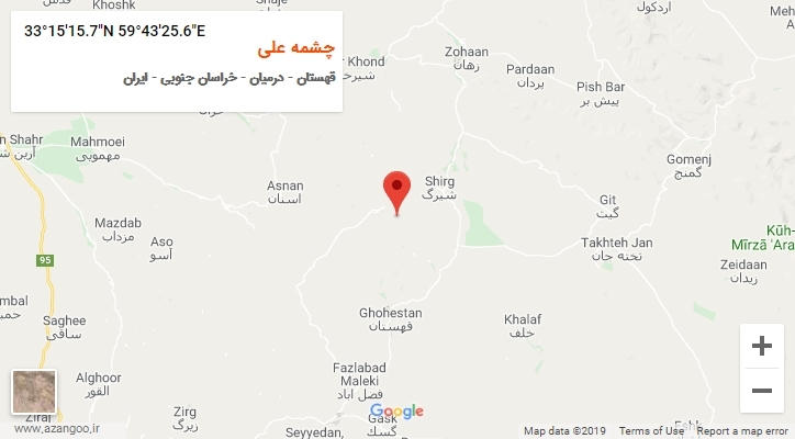 روستای چشمه علی بر روی نقشه