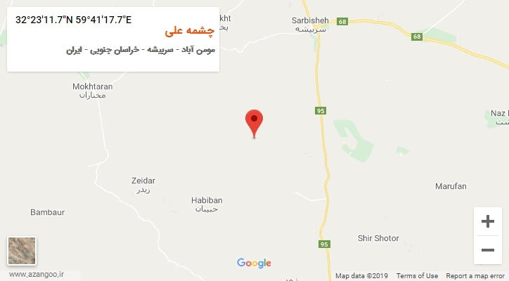 روستای چشمه علی بر روی نقشه