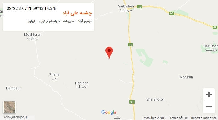 روستای چشمه علی آباد بر روی نقشه