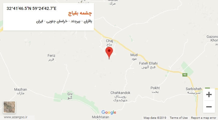 روستای چشمه بقیاج بر روی نقشه