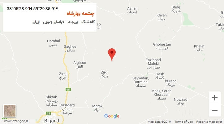 روستای چشمه بهارشاه بر روی نقشه