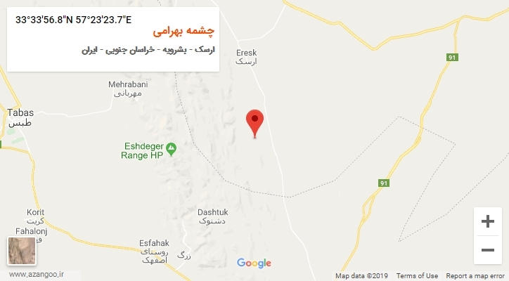 روستای چشمه بهرامی بر روی نقشه