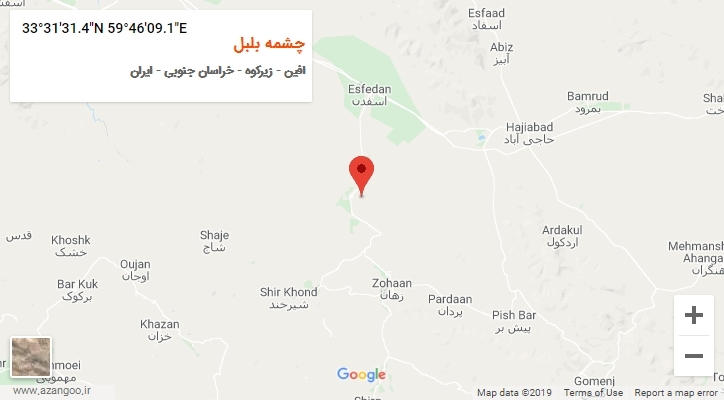 روستای چشمه بلبل بر روی نقشه