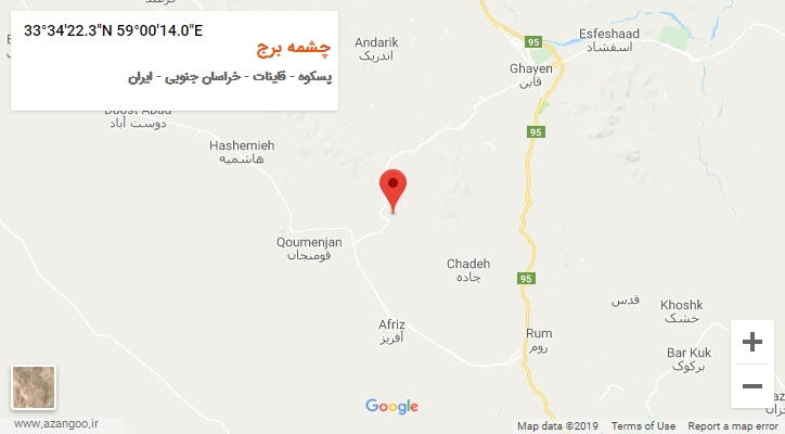 روستای چشمه برج بر روی نقشه