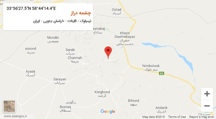 روستای چشمه دراز بر روی نقشه