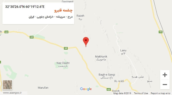 روستای چشمه قنبرو بر روی نقشه