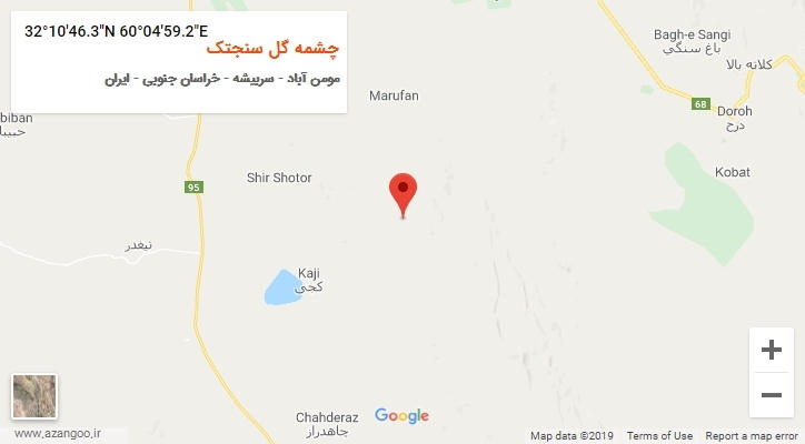 روستای چشمه گل سنجتک بر روی نقشه