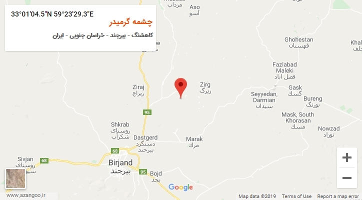 روستای چشمه گرمیدر بر روی نقشه
