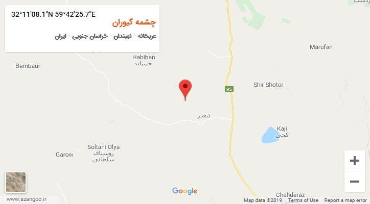 روستای چشمه گیوران بر روی نقشه