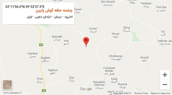 روستای چشمه حلقه گوش پایین بر روی نقشه