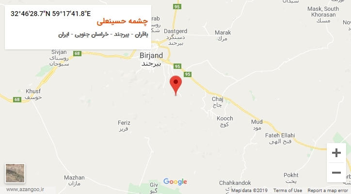 روستای چشمه حسینعلی بر روی نقشه