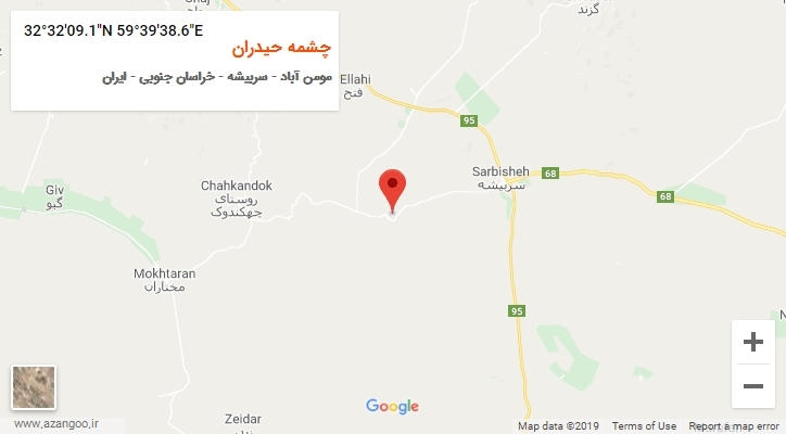 روستای چشمه حیدران بر روی نقشه