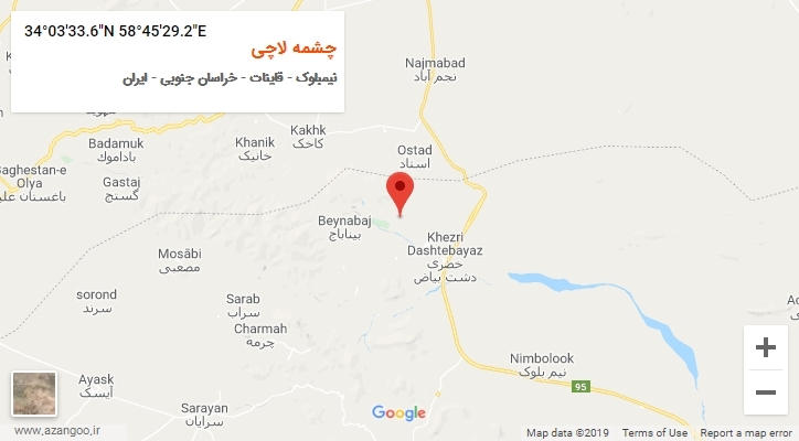 روستای چشمه لاچی بر روی نقشه