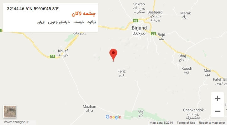 روستای چشمه لاکان بر روی نقشه