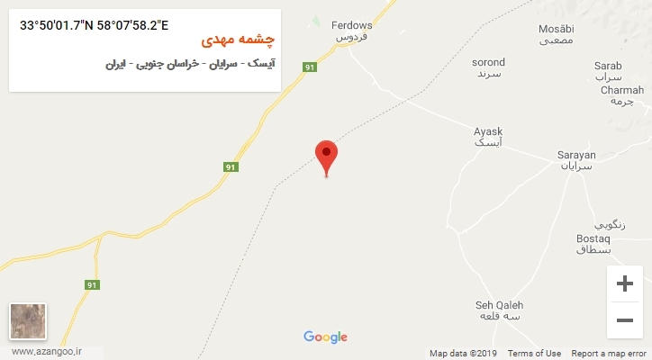 روستای چشمه مهدی بر روی نقشه