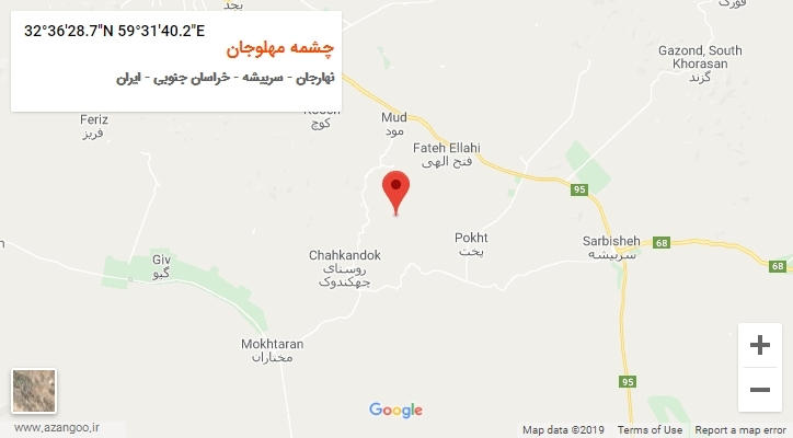 روستای چشمه مهلوجان بر روی نقشه