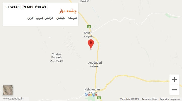 روستای چشمه مزار بر روی نقشه