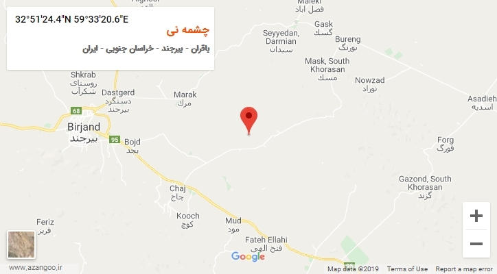 روستای چشمه نی بر روی نقشه