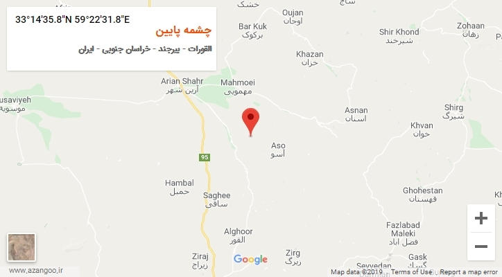 روستای چشمه پایین بر روی نقشه