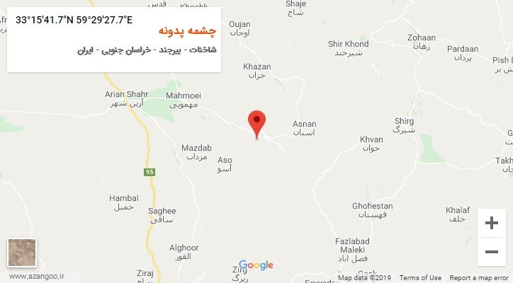 روستای چشمه پدونه بر روی نقشه