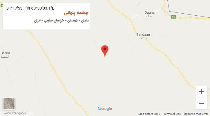 روستای چشمه پنهانی بر روی نقشه