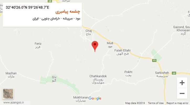 روستای چشمه پیامبری بر روی نقشه