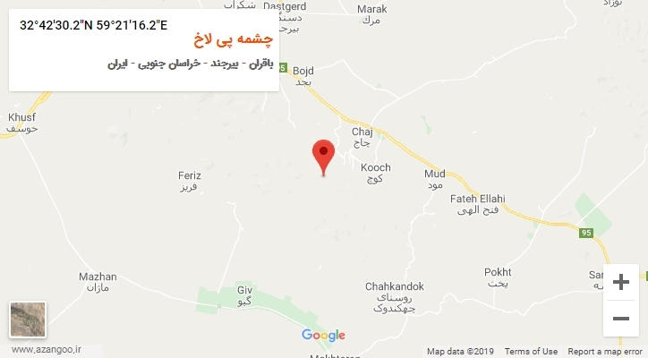 روستای چشمه پی لاخ بر روی نقشه