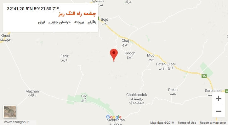 روستای چشمه راه النگ ریز بر روی نقشه