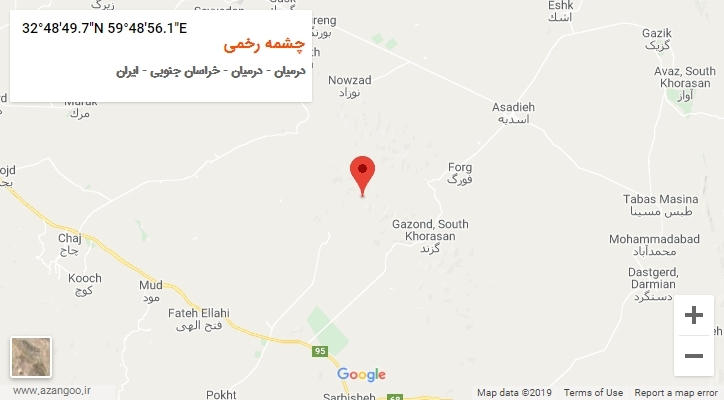 روستای چشمه رخمی بر روی نقشه