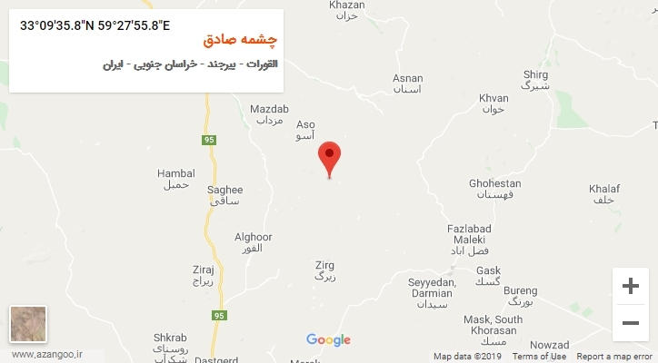 روستای چشمه صادق بر روی نقشه