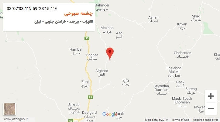 روستای چشمه صبوحی بر روی نقشه