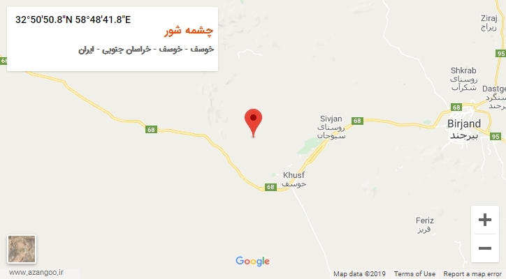 روستای چشمه شور بر روی نقشه