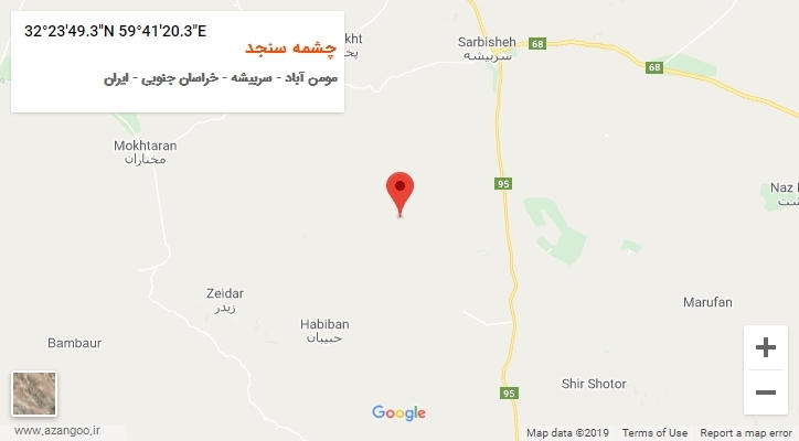 روستای چشمه سنجد بر روی نقشه