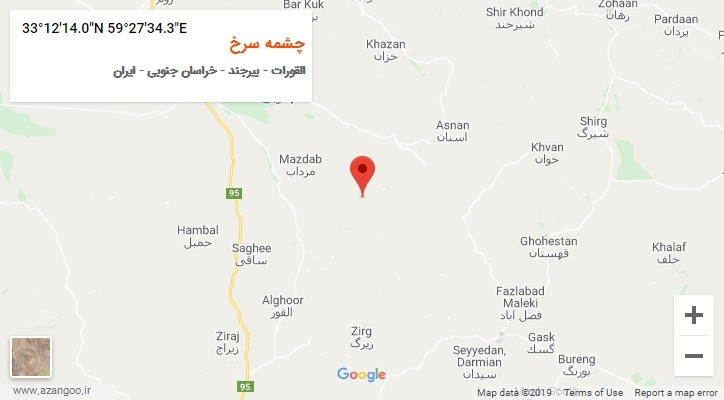 روستای چشمه سرخ بر روی نقشه