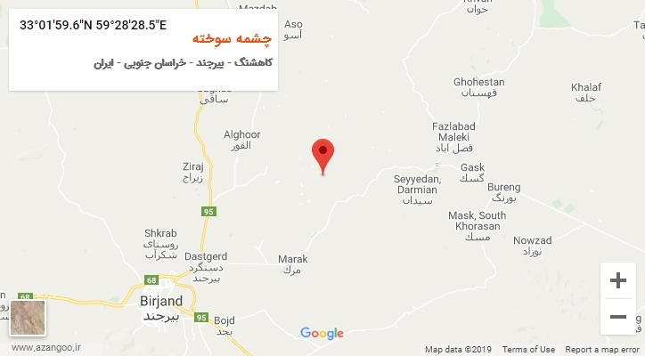روستای چشمه سوخته بر روی نقشه