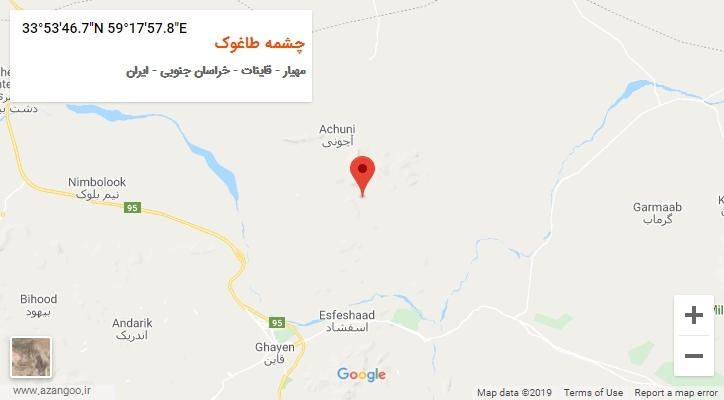 روستای چشمه طاغوک بر روی نقشه