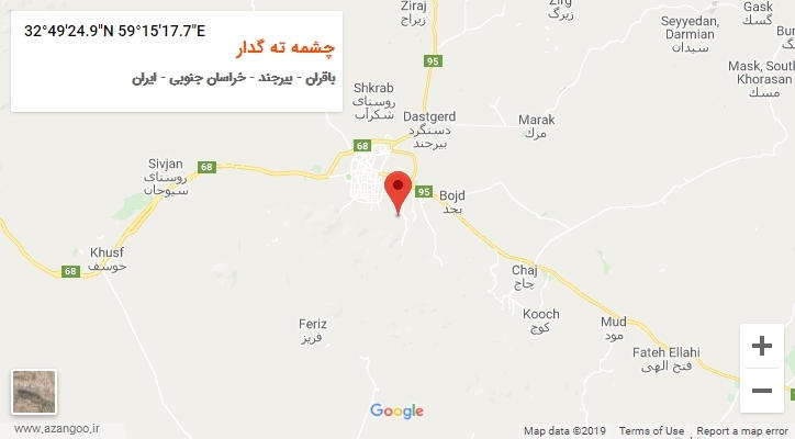 روستای چشمه ته گدار بر روی نقشه