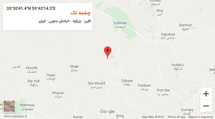 روستای چشمه تک بر روی نقشه
