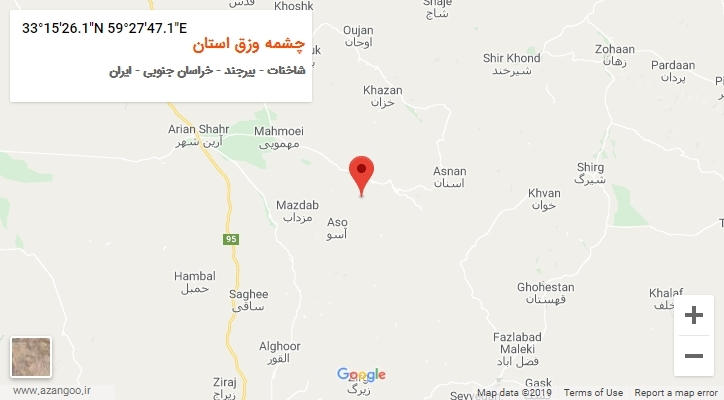 روستای چشمه وزق استان بر روی نقشه