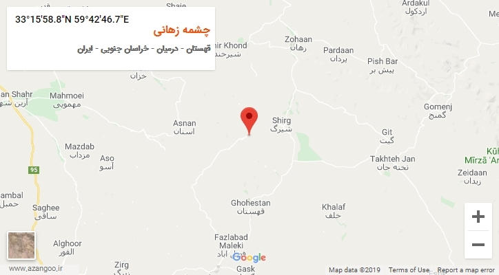 روستای چشمه زهانی بر روی نقشه