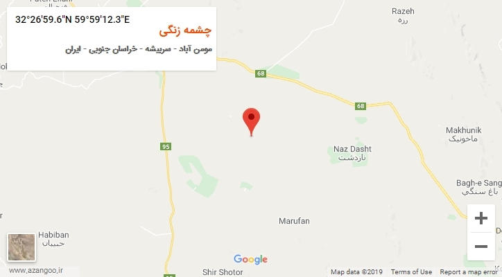 روستای چشمه زنگی بر روی نقشه