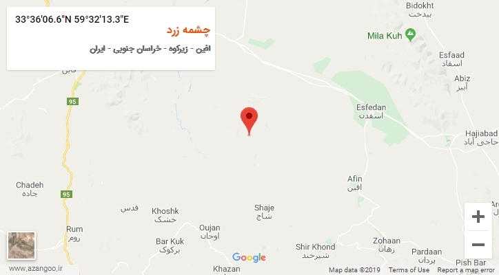 روستای چشمه زرد بر روی نقشه