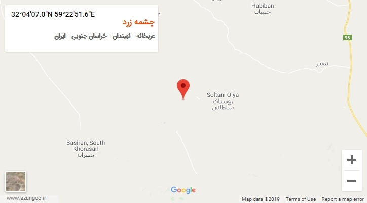 روستای چشمه زرد بر روی نقشه