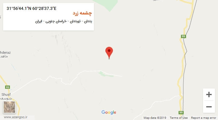 روستای چشمه زرد بر روی نقشه