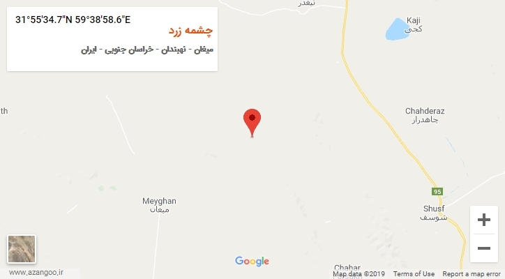 روستای چشمه زرد بر روی نقشه