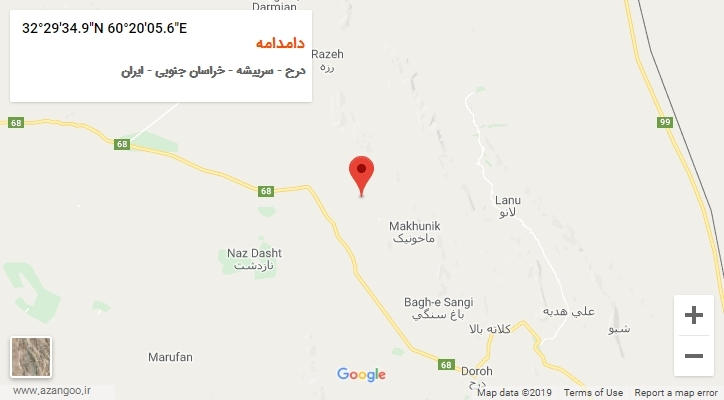 روستای دامدامه بر روی نقشه